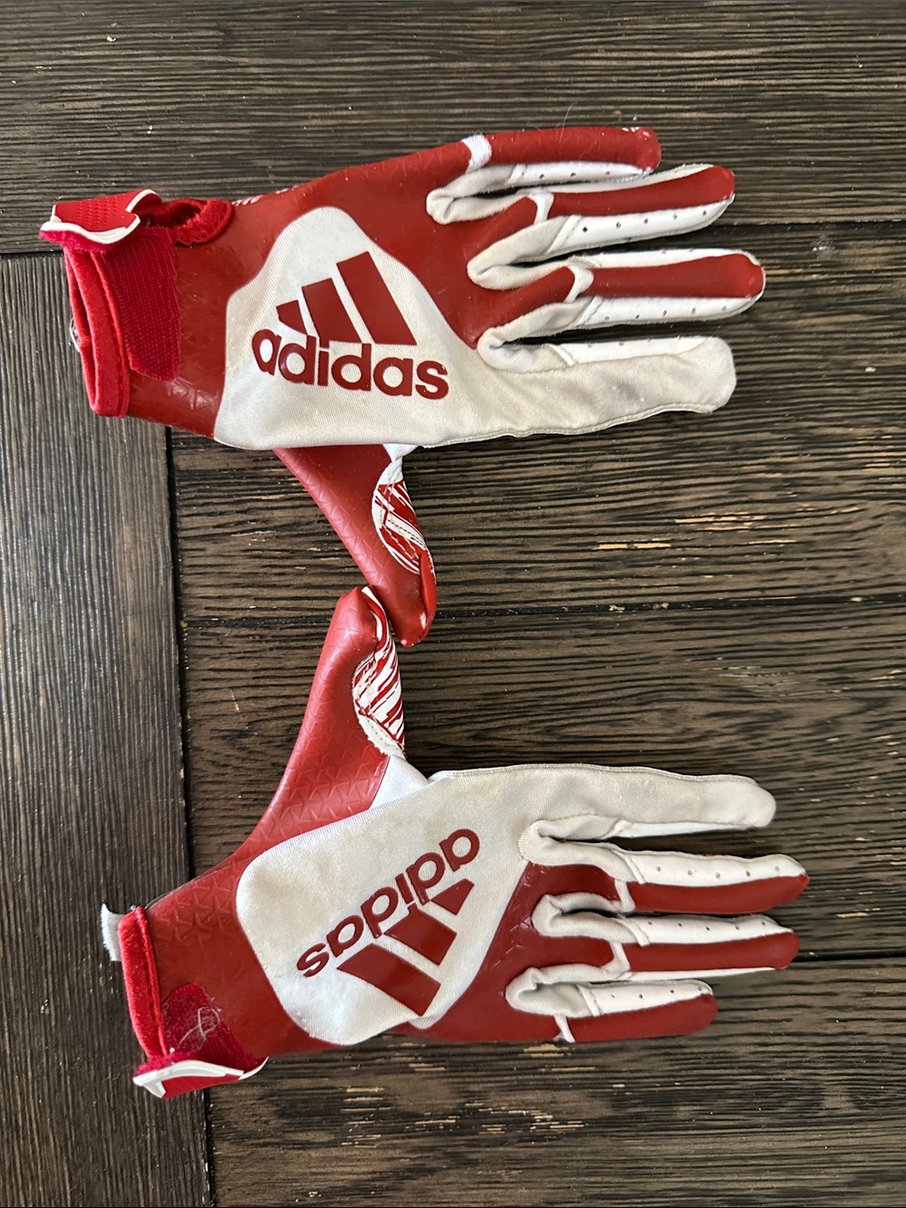 adidas Red and White Football Grip Gloves